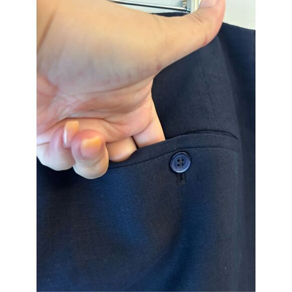 Talbots Women's 100% Linen Wide-Leg Pants sz 10 high-rise career nautical quiet - Picture 4 of 9